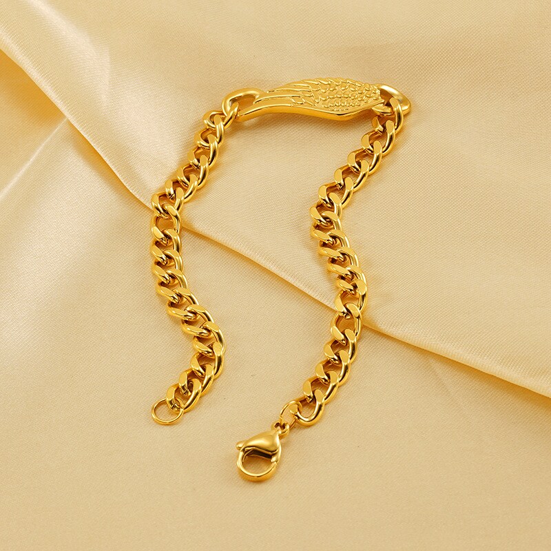 Gold color / 1 Piece Simple Series Classic Stainless Steel 18K Gold Color Plated Unisex Chain Bracelets 